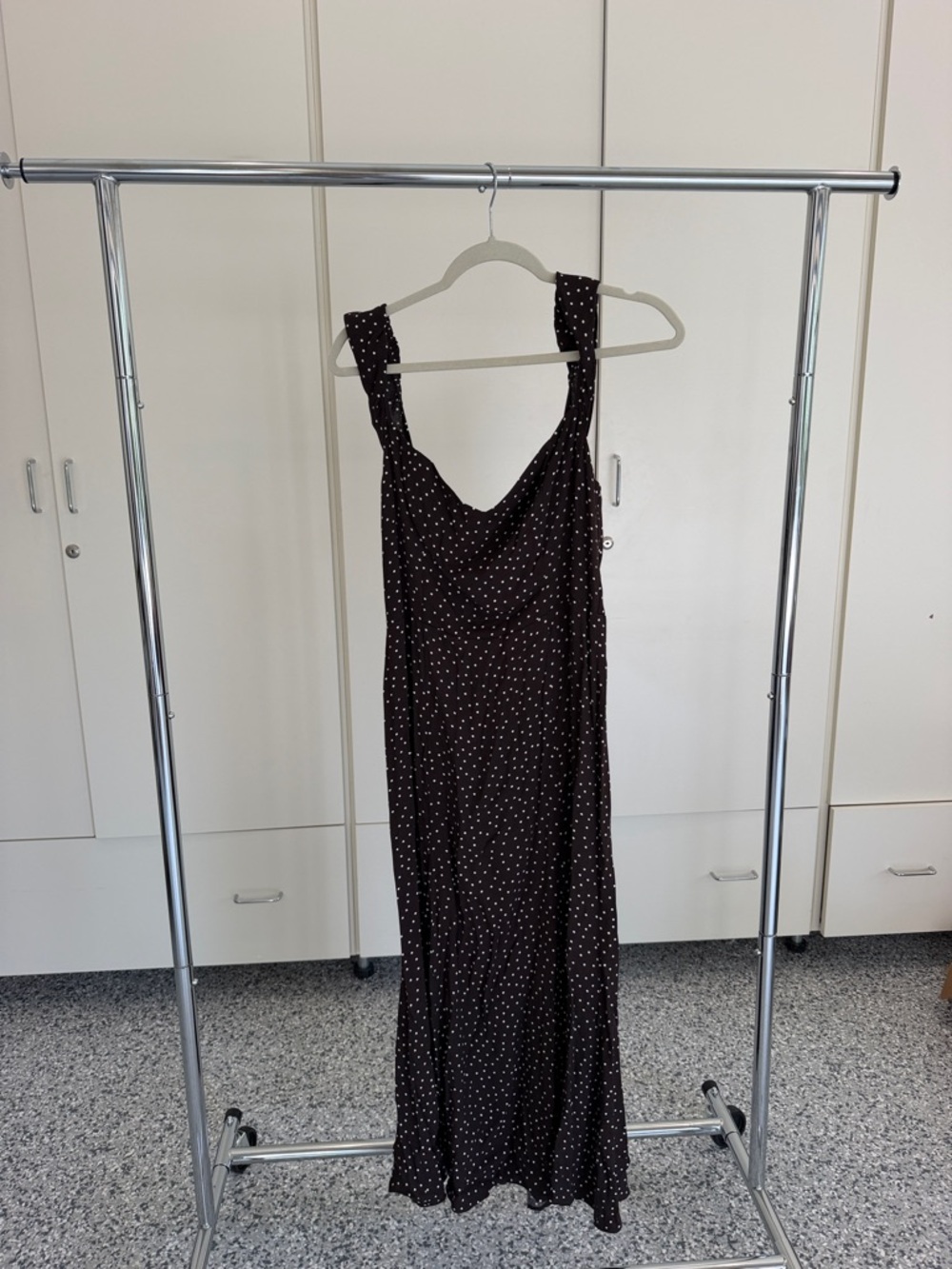 Reformation Polka Dot Brown Maxi Dress